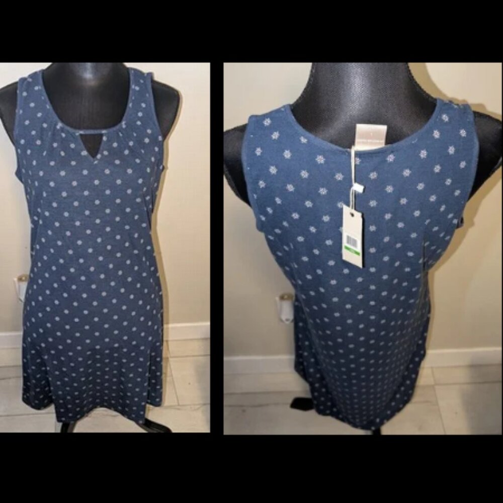 INK + IVY Blue Daisies Sleeveless Dress Womens Sz L